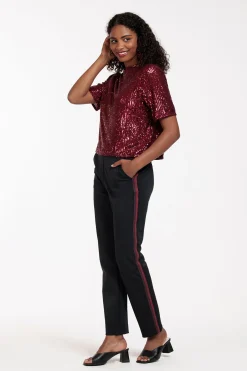 Anna shiny bonded trousers - black