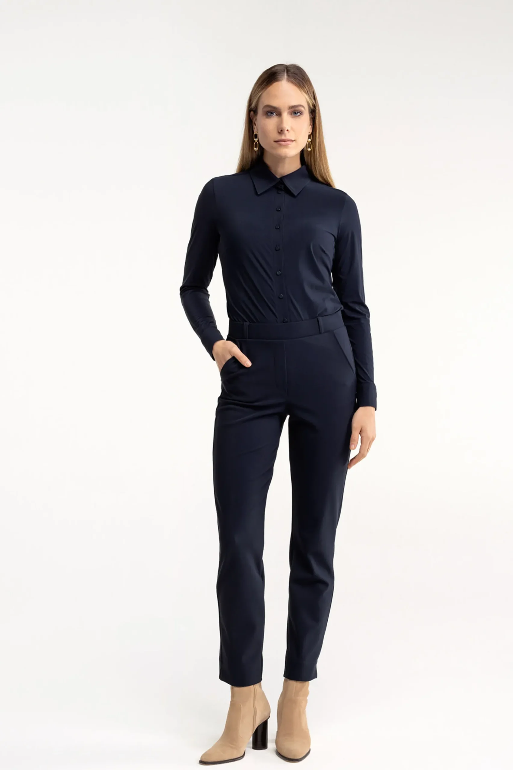 Anne bonded trousers - dark blue