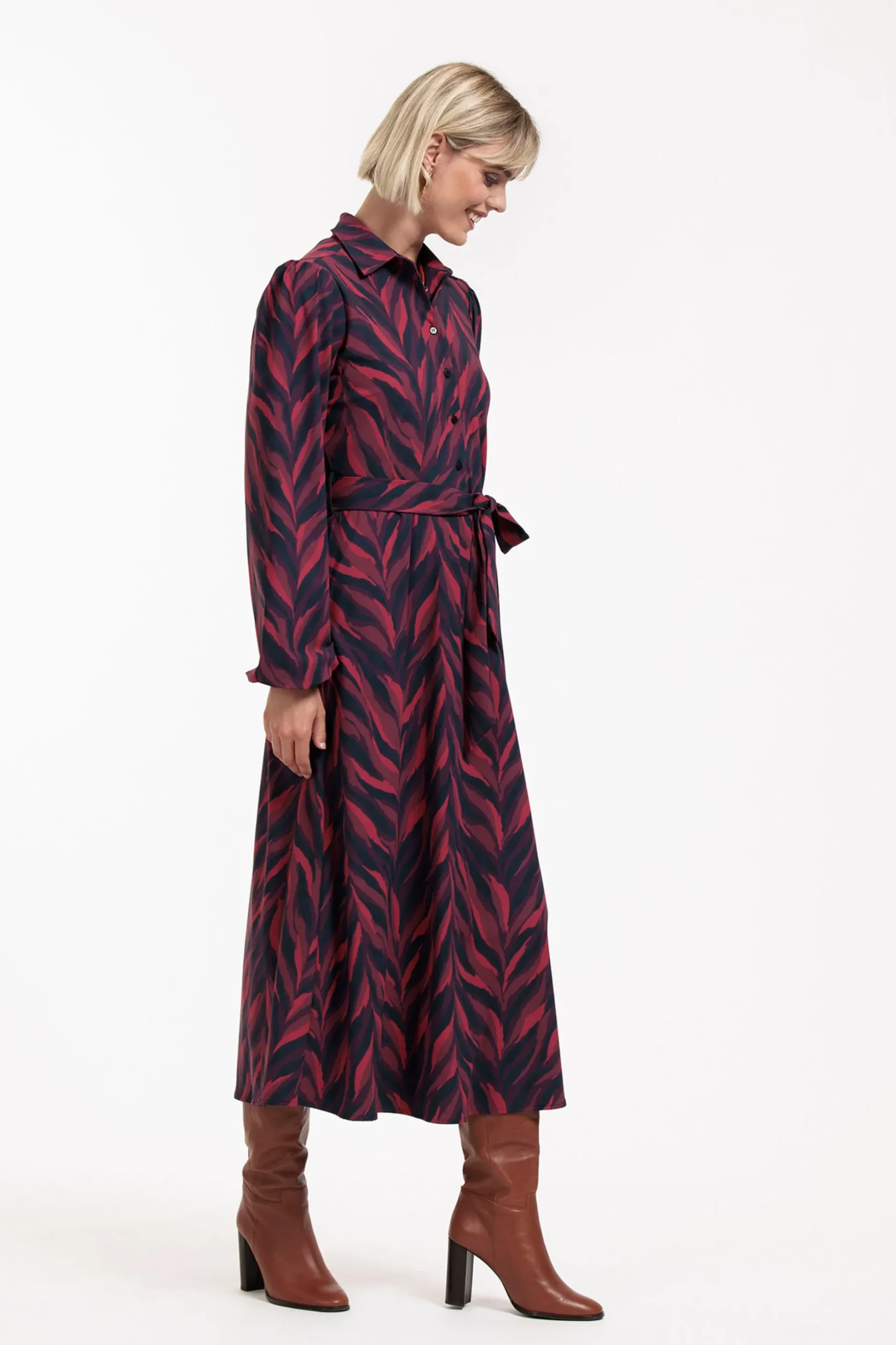 Anouk leaves dress - darkblue/merlot
