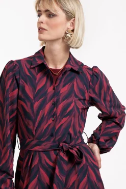 Anouk leaves dress - darkblue/merlot