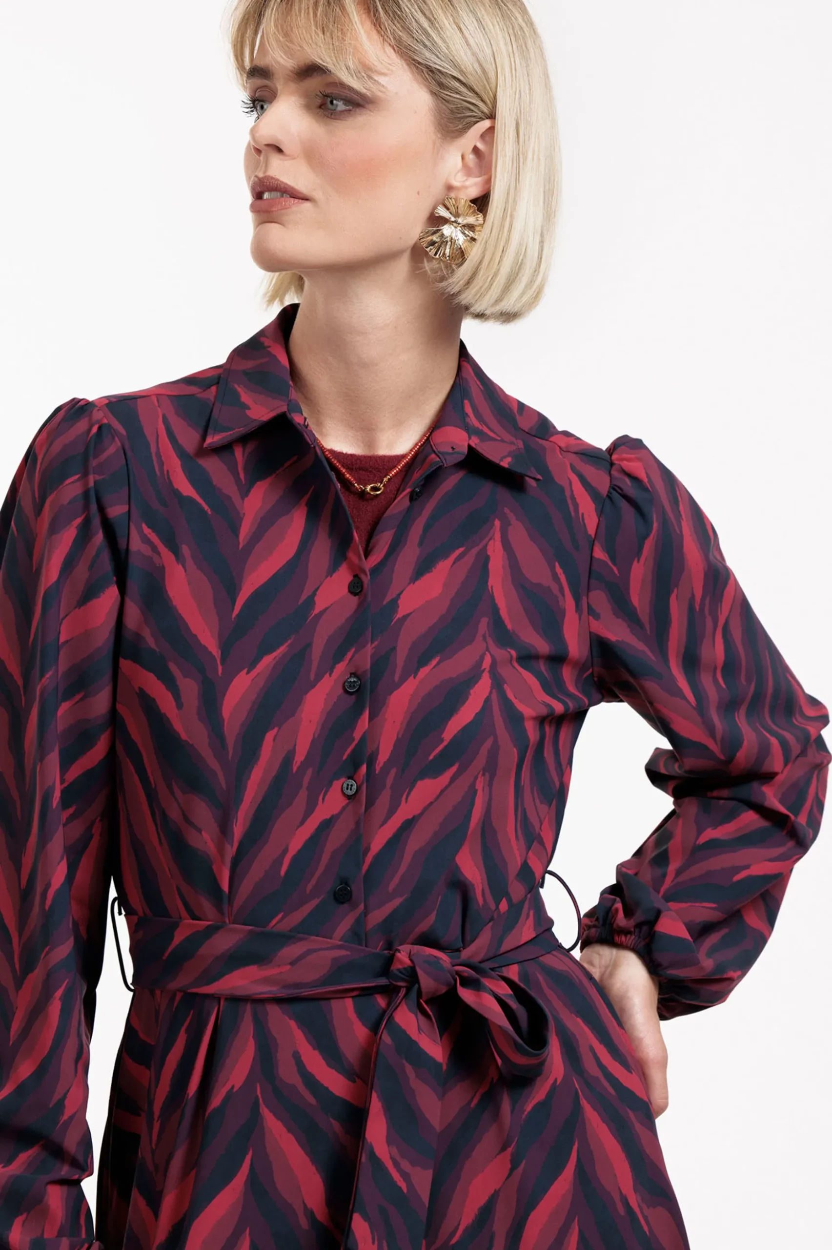 Anouk leaves dress - darkblue/merlot