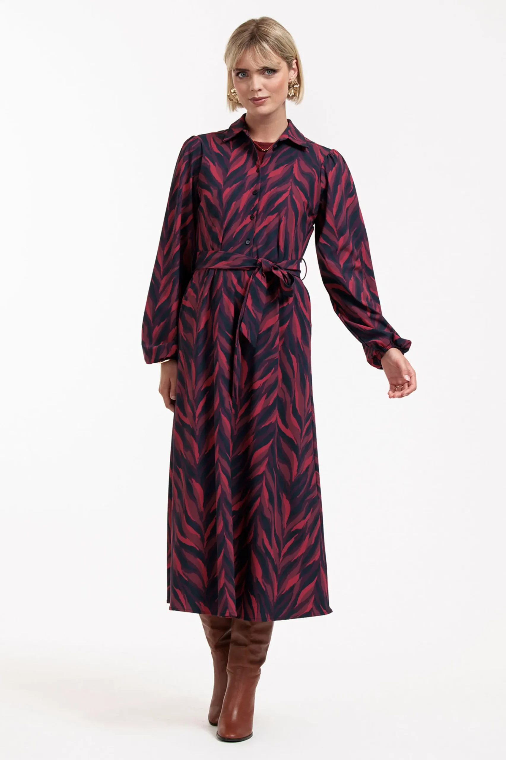 Anouk leaves dress - darkblue/merlot