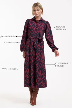 Anouk leaves dress - darkblue/merlot