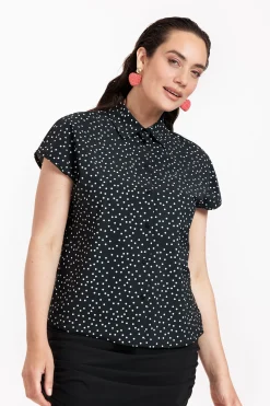 Barb irr dot blouse - black/off white