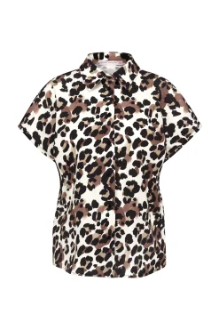 Barb leopard blouse - kit/chocolate