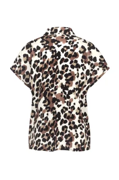 Barb leopard blouse - kit/chocolate