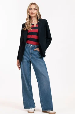 Becki stripe shirt - dark blue/red