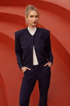 Bernize mini check bomber - dark blue/black