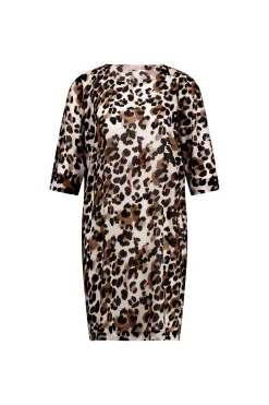 Birgit leopard crepe dress - kit/chocolate