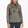 Bobby bow signature blouse - latte/black