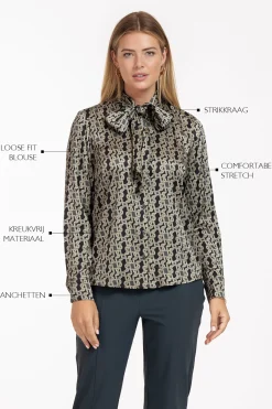 Bobby bow signature blouse - latte/black
