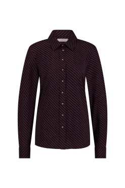 Bobby fancy stripe blouse - merlot/dark blue