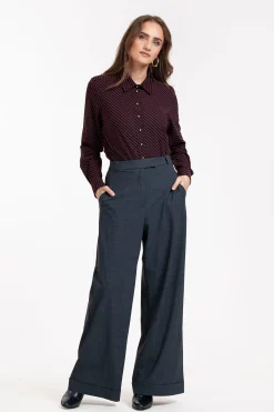 Bobby fancy stripe blouse - merlot/dark blue