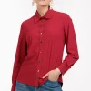 Bobby gold button blouse - dark red