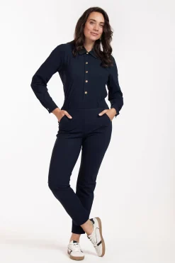 Bobby gold button blouse - dark blue