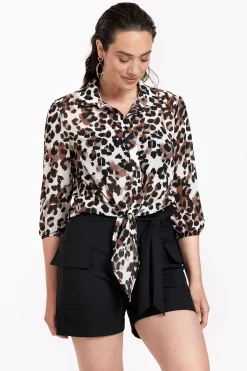 Bobby leo knot blouse - kit/chocolate