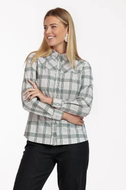 Bobby western check blouse - grey melange/antraciet