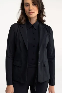 Bright bonded blazer - black