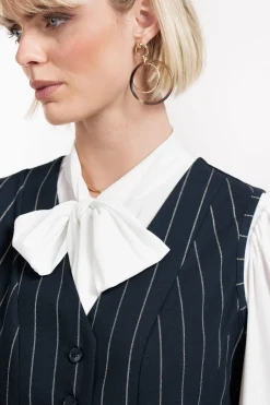 Bruno gold stripe gilet - darkblue/gold