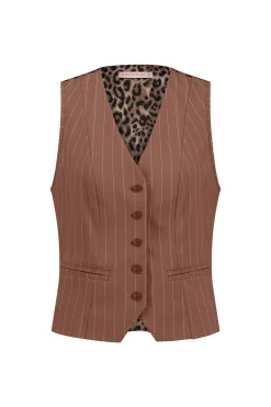 Bruno pinstripe gilet - chocolate/kit
