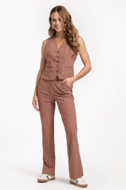 Bruno pinstripe gilet - chocolate/kit