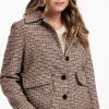 Caddy brushed check coat - chocolate/black