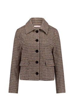 Caddy brushed check coat - chocolate/black