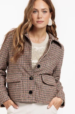 Caddy brushed check coat - chocolate/black