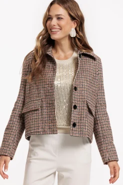 Caddy brushed check coat - chocolate/black