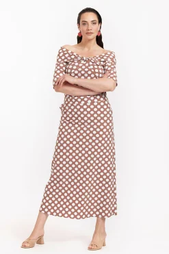 Cloe dot skirt - chocolate/off white