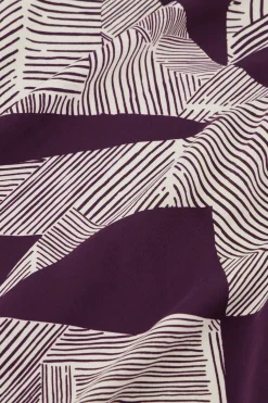 Dana flower stripe blouse - blackberry/off white