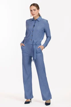 Darcey pinstripe jumpsuit - denim blue