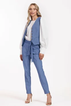 Dean pinstripe trousers - denim blue
