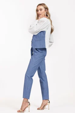 Dean pinstripe trousers - denim blue