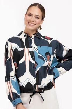 Dio tulip poplin blouse - multi color