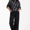 Dionne dot panther blouse - black/off white