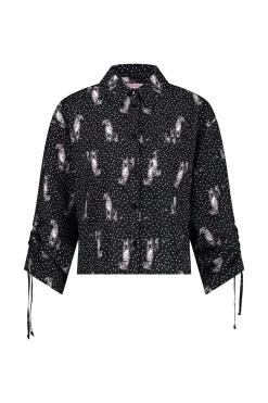 Dionne dot panther blouse - black/off white