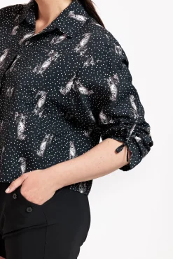 Dionne dot panther blouse - black/off white