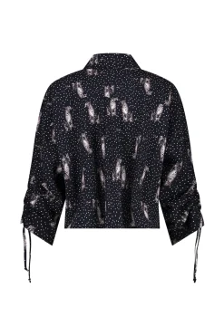 Dionne dot panther blouse - black/off white