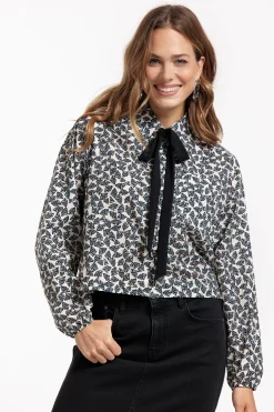 Dottie poplin triangle blouse - kit/black