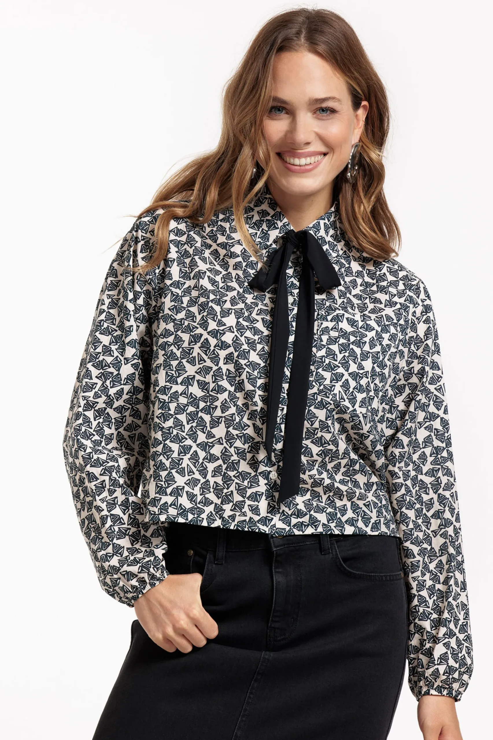 Dottie poplin triangle blouse - kit/black