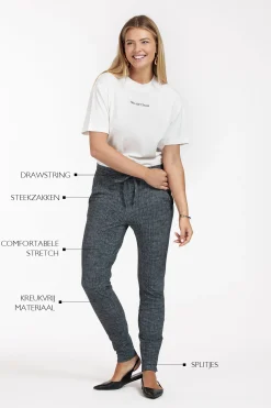 Downstairs bnd tweed trousers - black/off white
