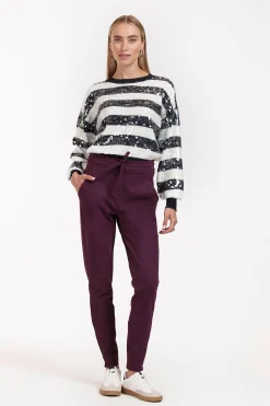 Downstairs bonded trousers - blackberry