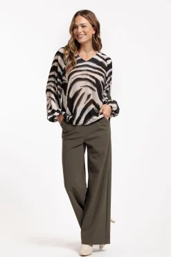 Elain zebra crepe top - kit/ new army
