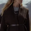 Estella wool herringbone coat - espresso/black