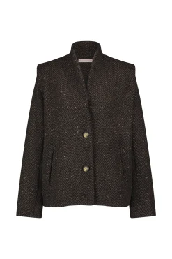 Estella wool herringbone coat - espresso/black