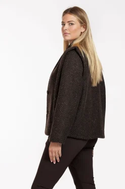 Estella wool herringbone coat - espresso/black