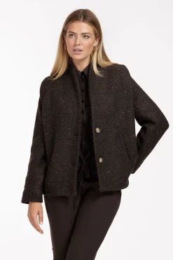 Estella wool herringbone coat - espresso/black