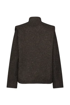Estella wool herringbone coat - espresso/black