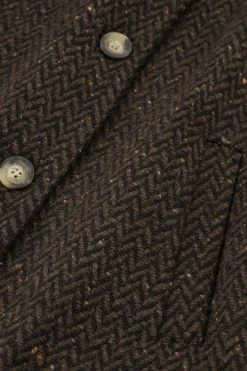 Estella wool herringbone coat - espresso/black